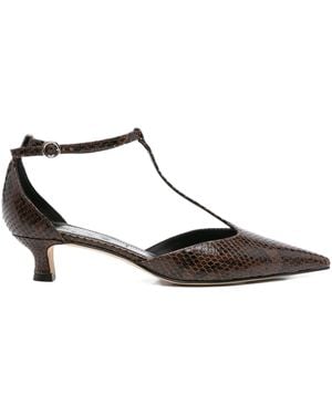 Aeyde Liz Snake Print Calf Leather Moka - Multicolor