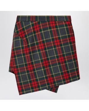 Vivienne Westwood Wool Mini Skirt With Tartan Pattern - Red