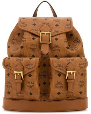 MCM Printed Canvas Backpack - Brown