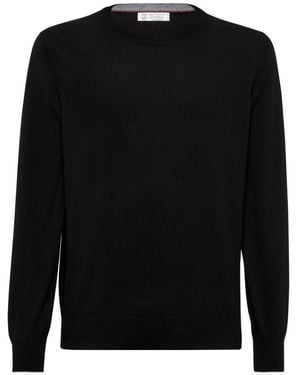Brunello Cucinelli Fijngebreide Coltrui - Zwart