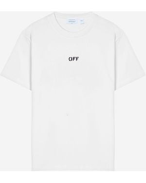 Off-White c/o Virgil Abloh T-Shirt aus cremefarbener Baumwolle mit Logo - Weiß