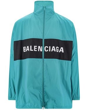 Balenciaga Wind Breaker Logo Jacket - Blauw