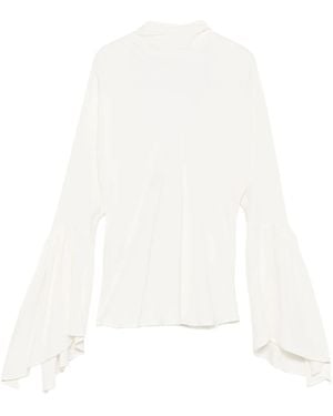 Pinko High Neck Shirt With Flared Sleeves - White