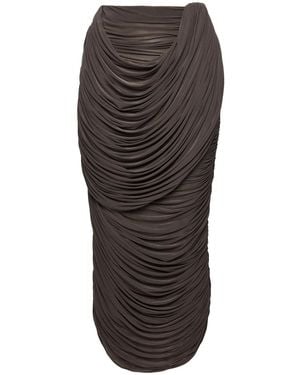 Magda Butrym Draped Silk Midi Skirt - Grey