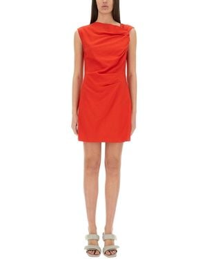 MSGM Draped Slim Fit Mini Dress - Red