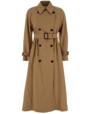 Weekend Stretch Polyester Blend Fauto Trench Coat - Natural
