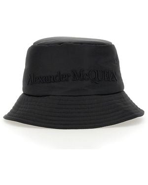 McQueen Bucket Hat With Embroidered Logo - Black