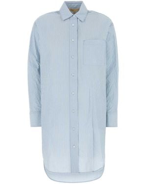 MICHAEL Michael Kors Embroidered Chambray Shirt Dress - Blue