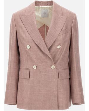 Eleventy Hoogste Roze Wollen Zijden Linnen Blazer