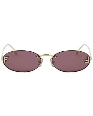 Fendi First Crystal Gold Ovale Sonnenbrille - Mehrfarbig