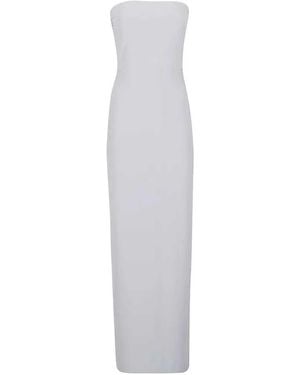 Norma Kamali Lange Strapless Zijden Jurk - Wit