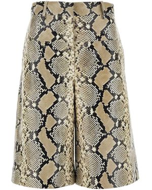 Jil Sander Shorts Aus Nappaleder Mit Print "phyton" - Natur