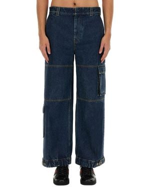 Gucci Denim Broek Met -label - Blauw