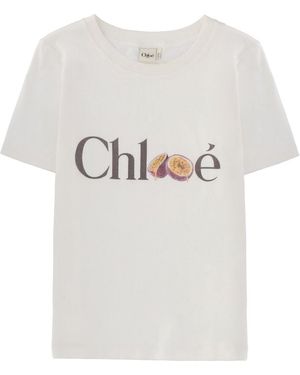 Chloé Logo Baby Fit T-Shirt Cotton T-Shirts - White