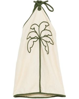 FARM Rio Neckholder-Minikleid Mit Palmen - Weiß