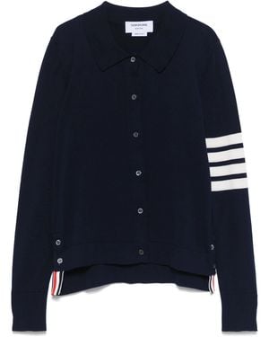 Thom Browne 4 Bar Stripes Jersey Polo Shirt - Blue