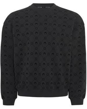 Marine Serre Moonogram Flocked Fleece Relaxed Sweatshirt - Black