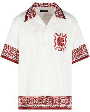 Dolce & Gabbana 'maiolica Rubino' Wit Zijden Overhemd