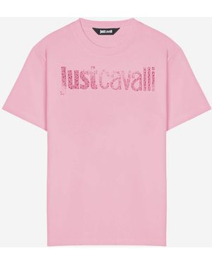 Just Cavalli Camiseta de algodón con logo de - Rosa