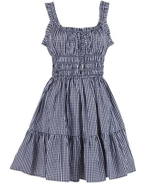 Michael Kors Gingham Mini Dress Cotton - Blue