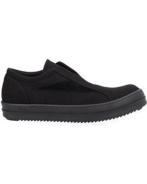 Rick Owens Cotton Calf Leather Trainer - Black