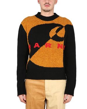 Marni Cross-Neck Wool Sweater - Schwarz