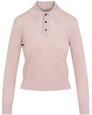 Bottega Veneta Langarm-Poloshirt - Pink