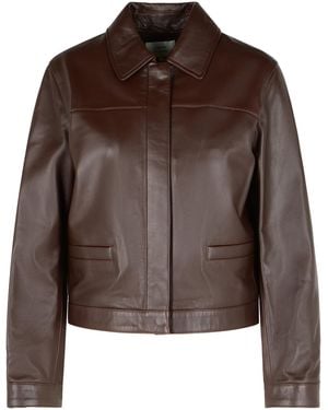 Loulou de Saison 'Ascot' Brown Lear Jacket - Marrón