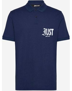 Just Cavalli Cotton Polo Shirt With Logo - Blue