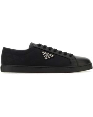 Prada Zwart Leer En Re Nylon Sneakers