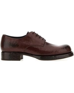 Prada Leather Lace Up Shoes - Brown