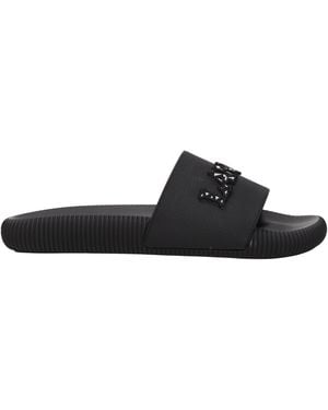 Lanvin Embellished Logo Slides - Black
