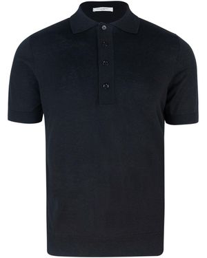 Paolo Pecora Polo in Maglia Misto Seta Nera - Schwarz
