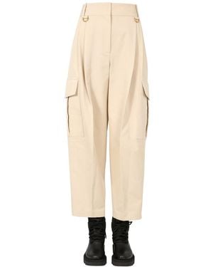 Givenchy Cotton Cargo Pants With Metal Details - Natural