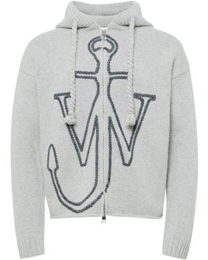 JW Anderson Textured Zip-Up Hoodie - Grey
