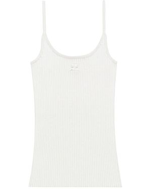 Courreges Knit Tank Top Viscose Polyester - White