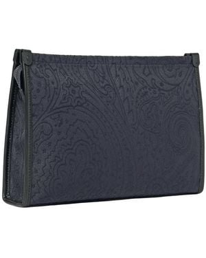 Etro Large Jacquard Nylon Pouch - Blue