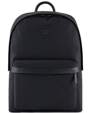 Emporio Armani Logo Nylon Backpack - Black