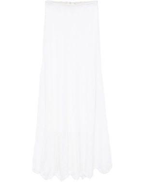 Forte Forte Brushed Mohair Pointelle Stitch Skirt - White
