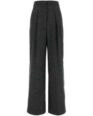 PT Torino Embroidered Wool-Blend Wide-Leg Trousers - Black