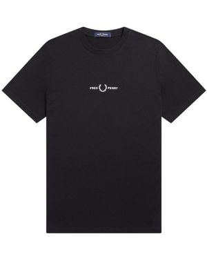 Fred Perry T Shirt Con Logo Ricamato - Black