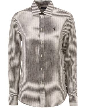 Polo Ralph Lauren Classic-Fit Striped Linen Shirt - Grey