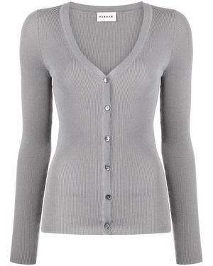 P.A.R.O.S.H. Gerippter Cardigan Mit V-Ausschnitt - Grau