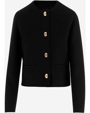 Ferragamo Wool And Cashmere Jacket, Buttons - Black