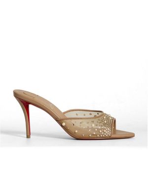 Christian Louboutin Miss Z Strass Embellished Mules - Natural