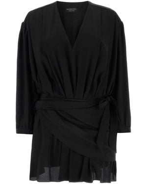 Balenciaga Crepe Mini Dress - Black