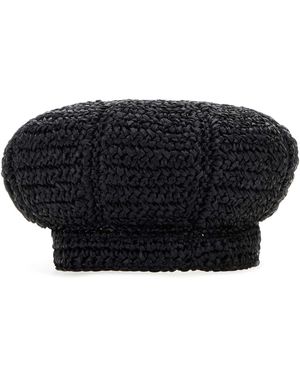 Prada Rafia Baker Boy Hat - Black