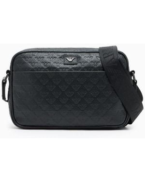 Emporio Armani Eagle-Tasche aus geprägtem Leder - Schwarz