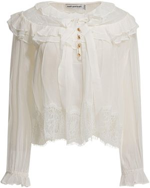 Self-Portrait Selbstporträt-Bluse aus Georgette-Spitze - Weiß