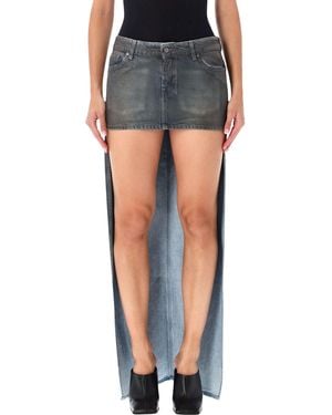 7 For All Mankind Asymmetric Denim Mini Skirt With Train - Blue